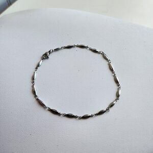 Unique Minimalist Womens Silver Color  Flat Bead Chain Bracelet Retro 9.5''